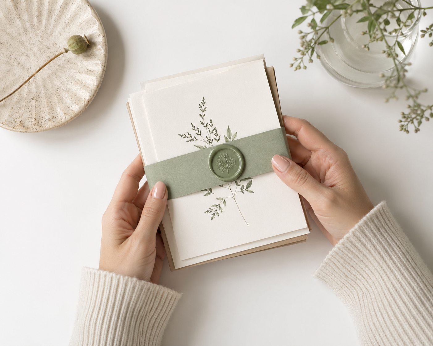 Blattkontor Kartenset mit Banderole und Wachssiegel